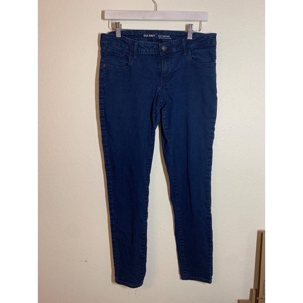 Old Navy Rockstar Low Rise Denim Blue Jeans Skinny Casual Size 12 Long